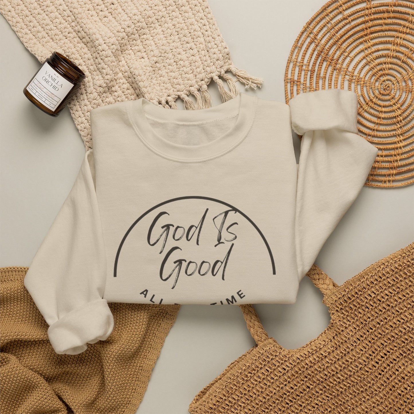 God Is Good Crewneck Sweatshirt — "All The Time" Christian Faith Pullover